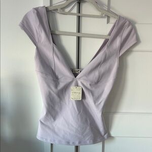 NWT FreePeople Lavender Cap Sleeve Top with pretty seaming details size small